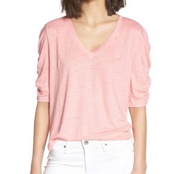 CHELSEA 28 pink ruched elbow sleeve top size XS - Picture 1 of 7